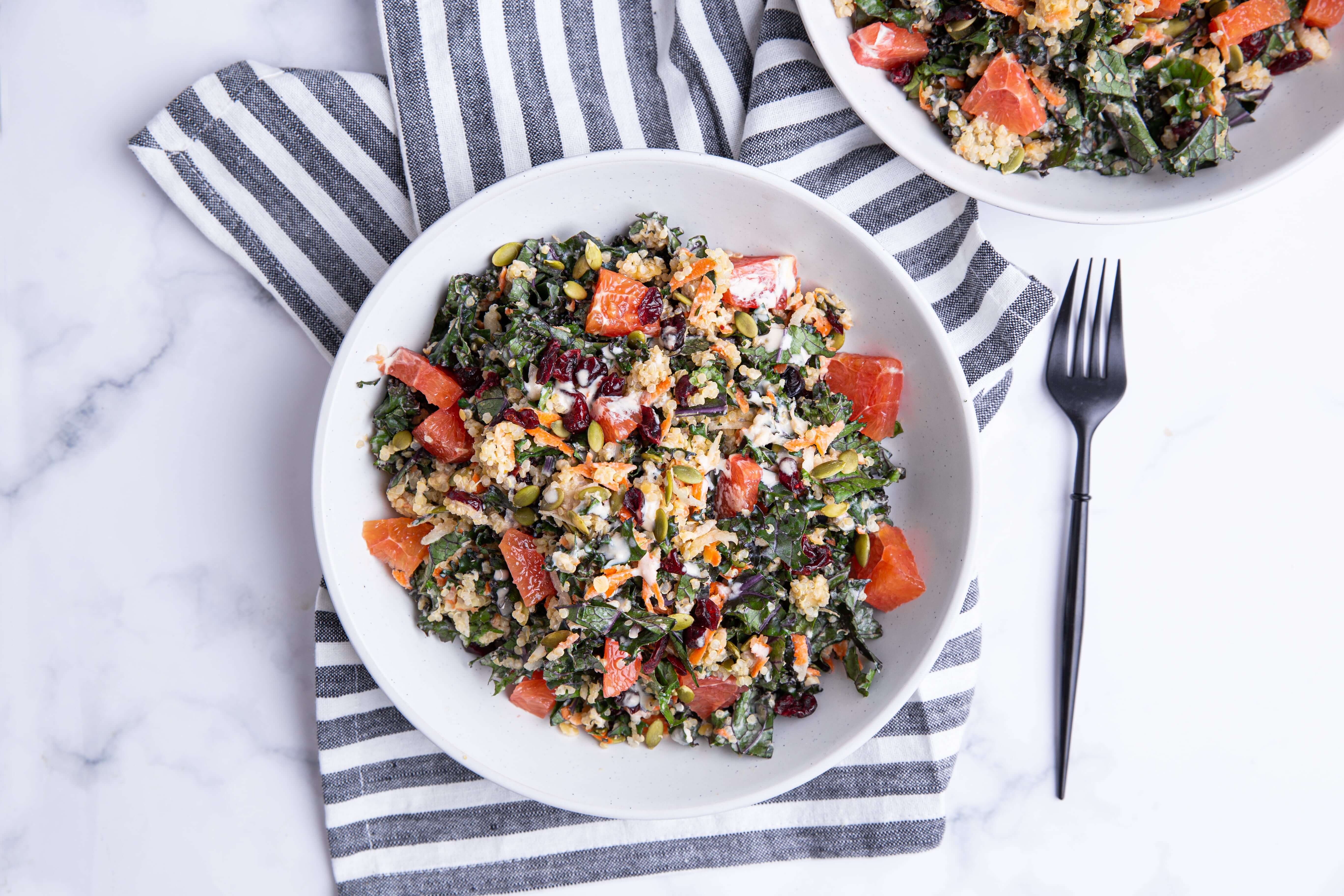 Warm Kale Salad With A Creamy Tahini Dressing – Essential Sports Nutrition
