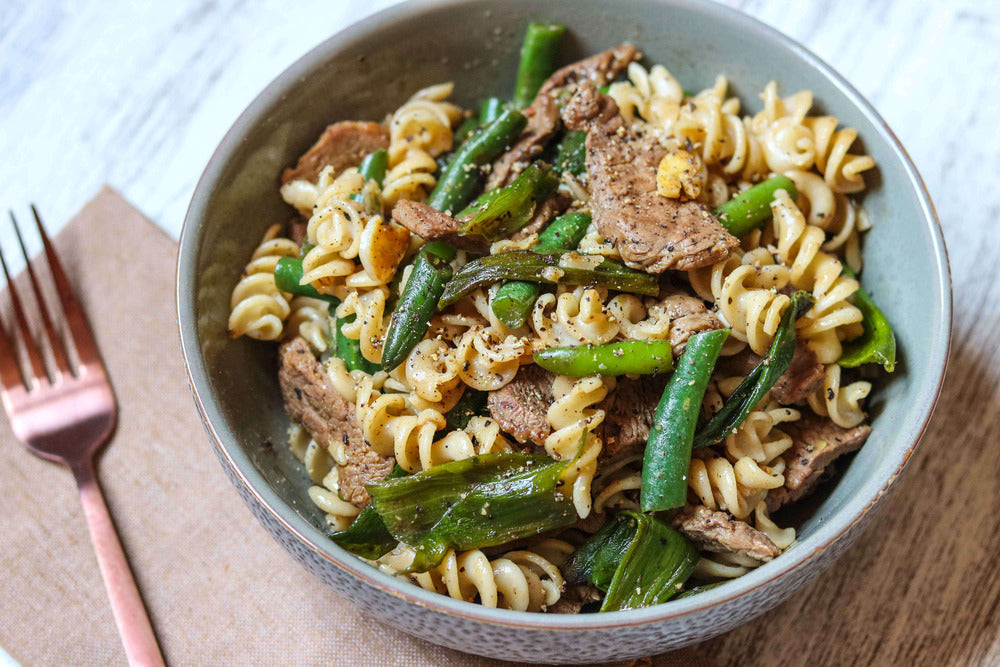 Beef & Green Beans Pasta In Soy Sauce – Essential Sports Nutrition