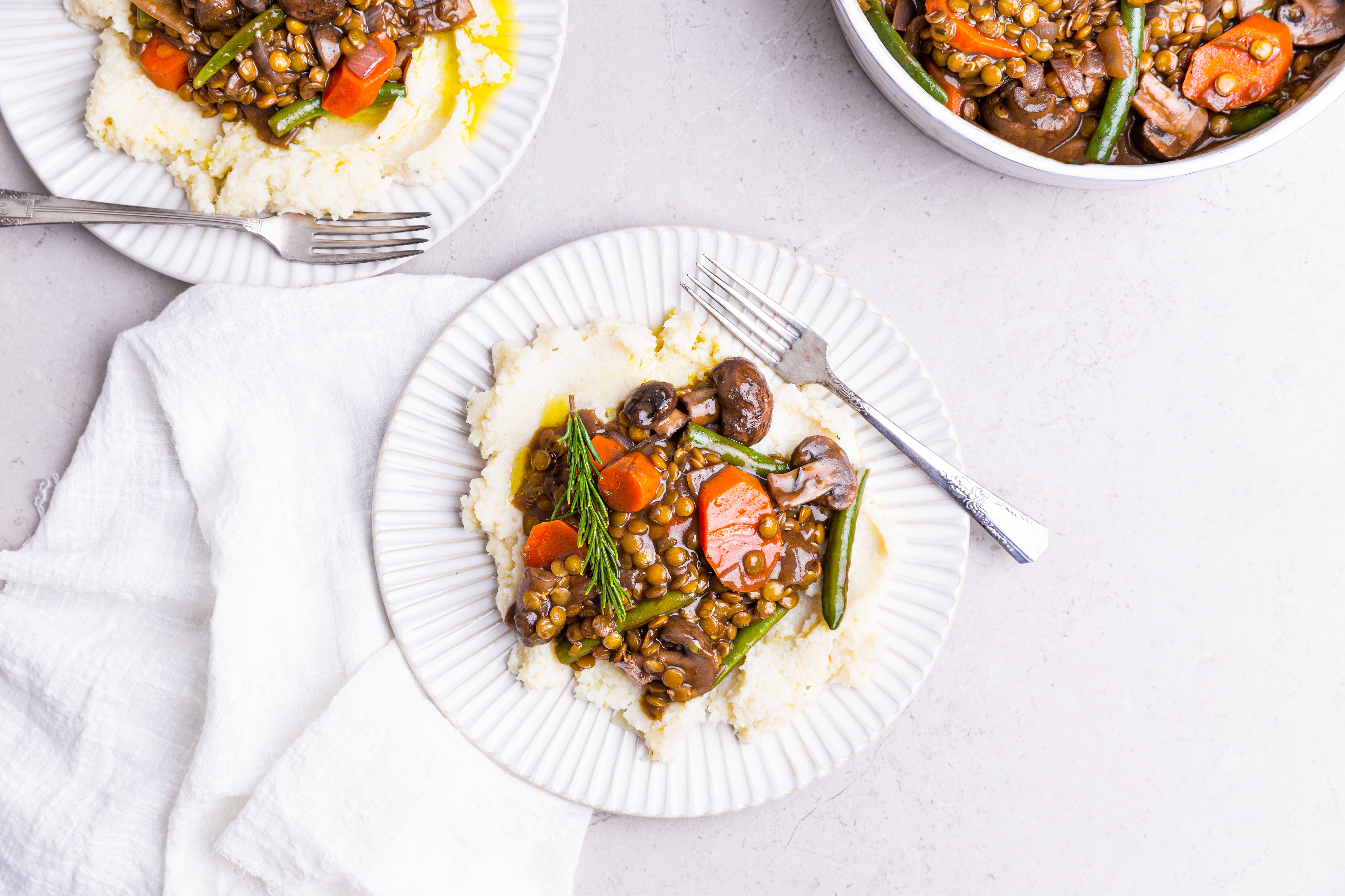 Mushroom Lentil Stew Over Cauliflower Mash – Essential Sports Nutrition