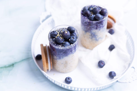 Overnight Vanilla Blueberry Protein Oats