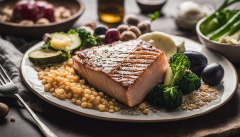 salmon, broccoli and quinoa