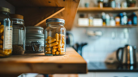 a mason jar of organic probiotic supplements