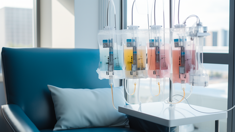 A variety of IV therapy drip bags