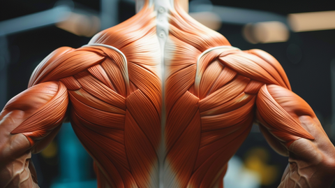 a 3D illustration of back muscle tissue