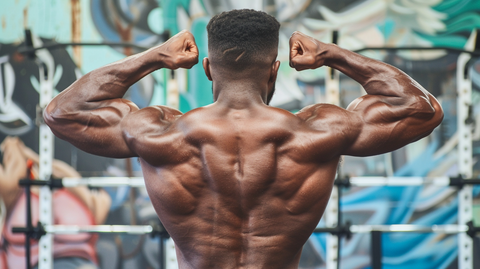 a man flexing his back muscles