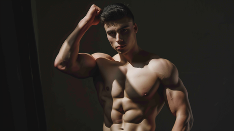a male posing with strong biceps