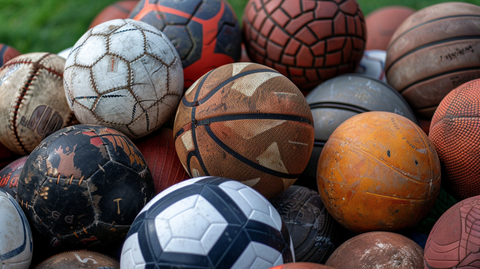 a variety of soccer balls and volleyballs