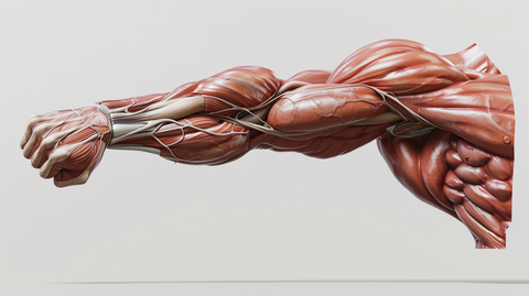 a colored sketch of a man's arms' muscle tissue