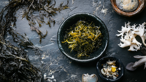 Seaweed and Sea Moss sitting on a table