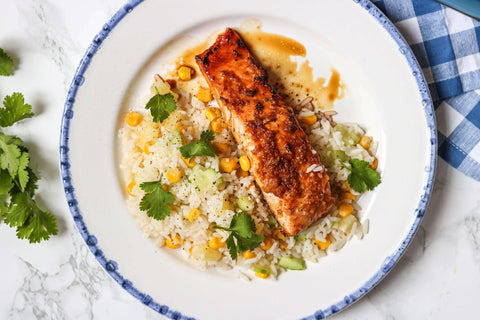 Honey & Lime Glazed Salmon With Pineapple Rice