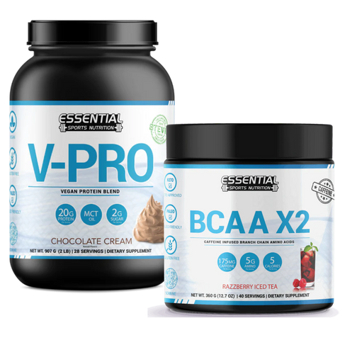 V-PRO Vegan Protein | Chocolate Cream + BCAA X2 | Razzberry Iced Tea - Essential Sports Nutrition