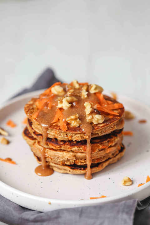 Carrot Pancakes With Almond Caramel | Recipe Download - Essential Sports Nutrition