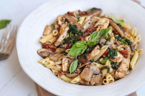 Creamy Chicken, Mushroom & Tomato Pasta | Recipe Download - Essential Sports Nutrition