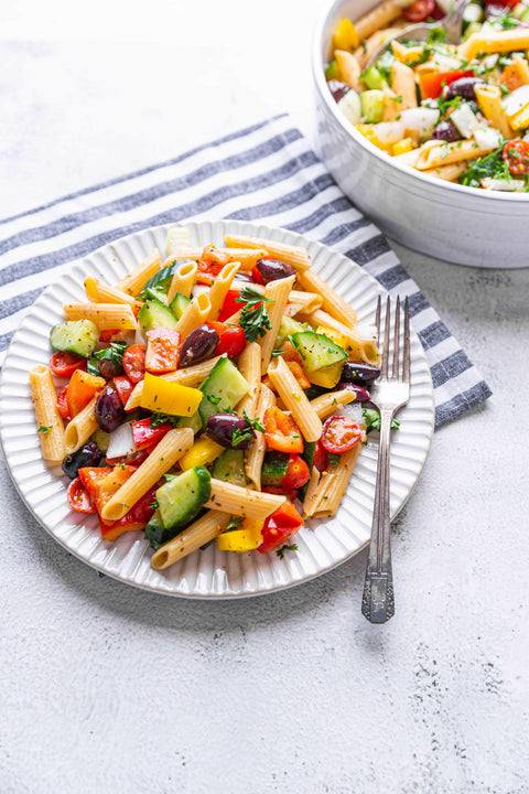 Greek Pasta Protein Salad | Recipe Download - Essential Sports Nutrition