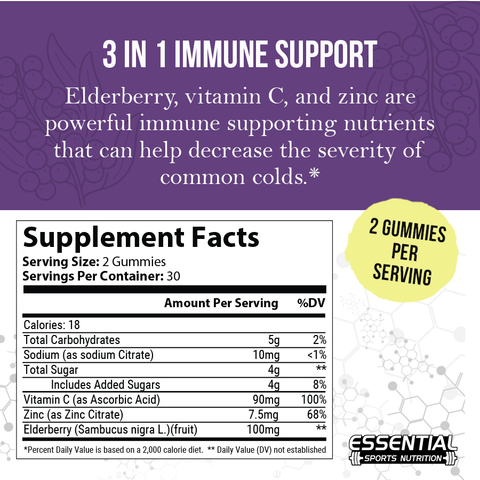 Elderberry Immunity Gummies + Vitamin C Gummies - Essential Sports Nutrition