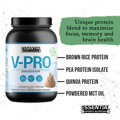 V-PRO Vegan Protein | Chocolate Cream + BCAA X2 | Razzberry Iced Tea - Essential Sports Nutrition