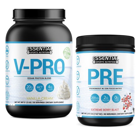 V-PRO | Vanilla Cream + PRE | Extreme Berry Blast - Essential Sports Nutrition